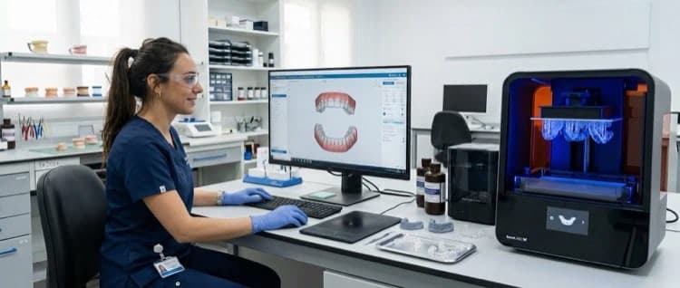 Planificación del tratamiento en software 3D junto a equipo de impresión